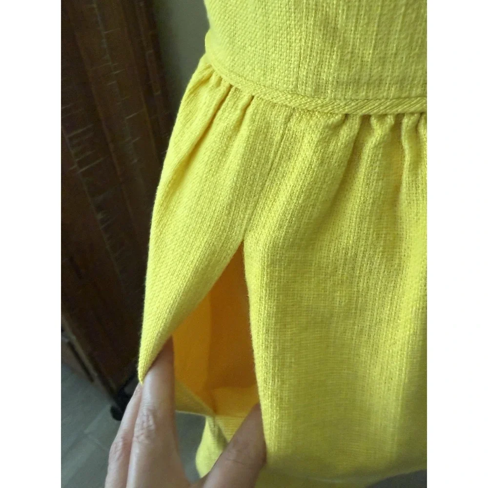 J.Crew Yellow Textured Fit & Flare Dress‎ Womens Size 6 Sleeveless Pockets
